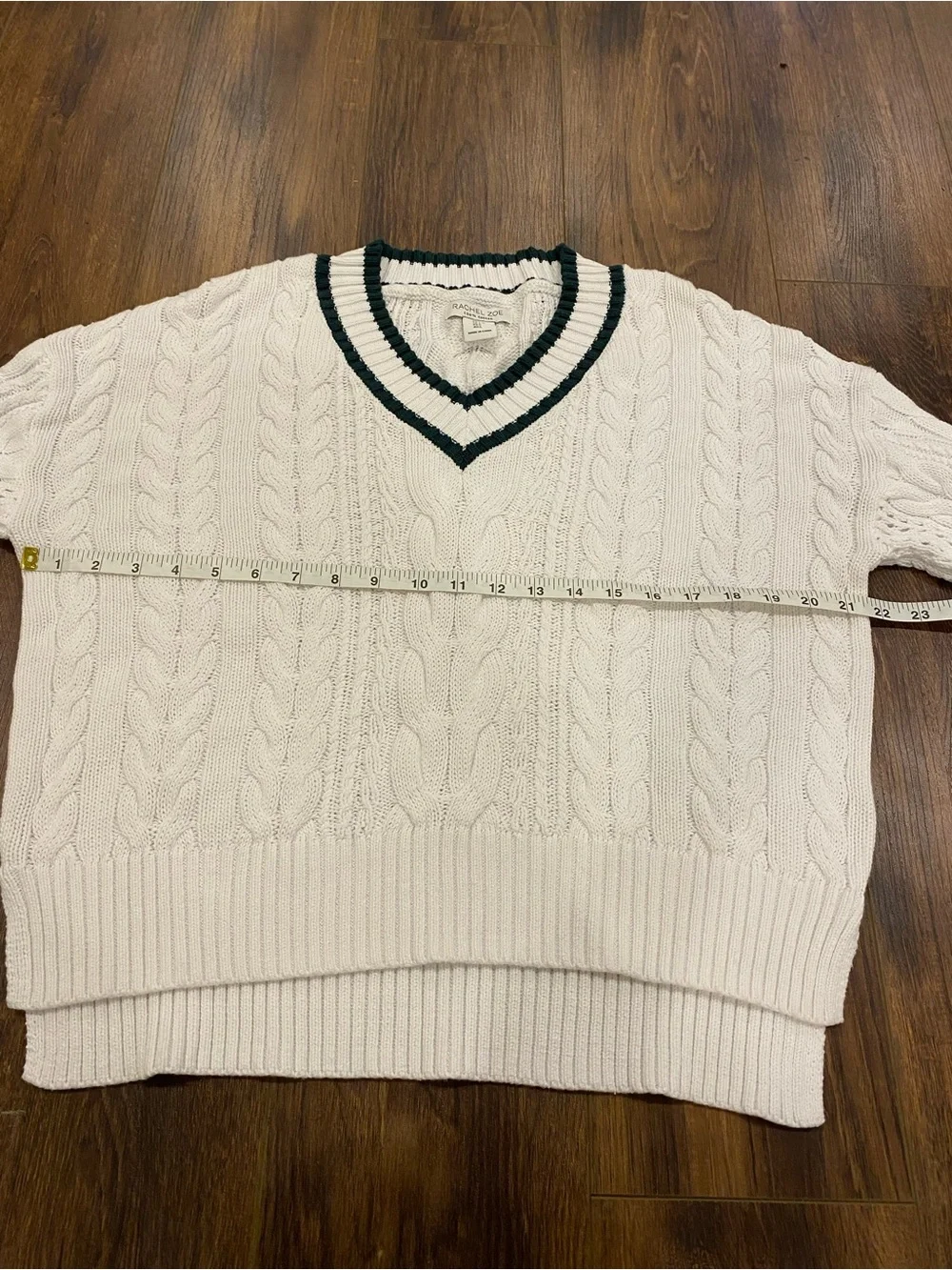 Cotton cable knit V neck sweater - Picture 10 of 10